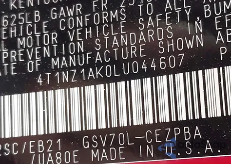 2020 Toyota Camry Trd из США, поврежденный, VIN 4T1NZ1AK0LU044607